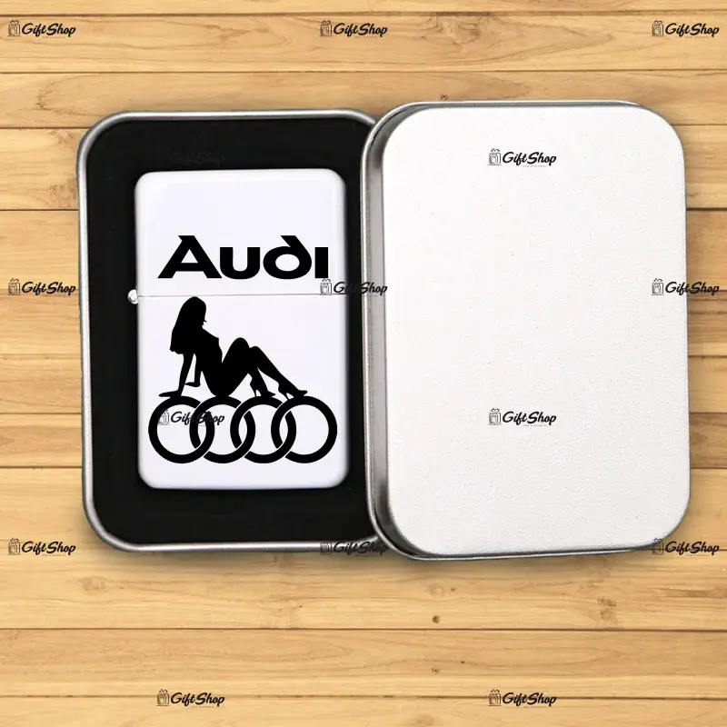 Audi, bricheta metalica gravata laser cu mesaj